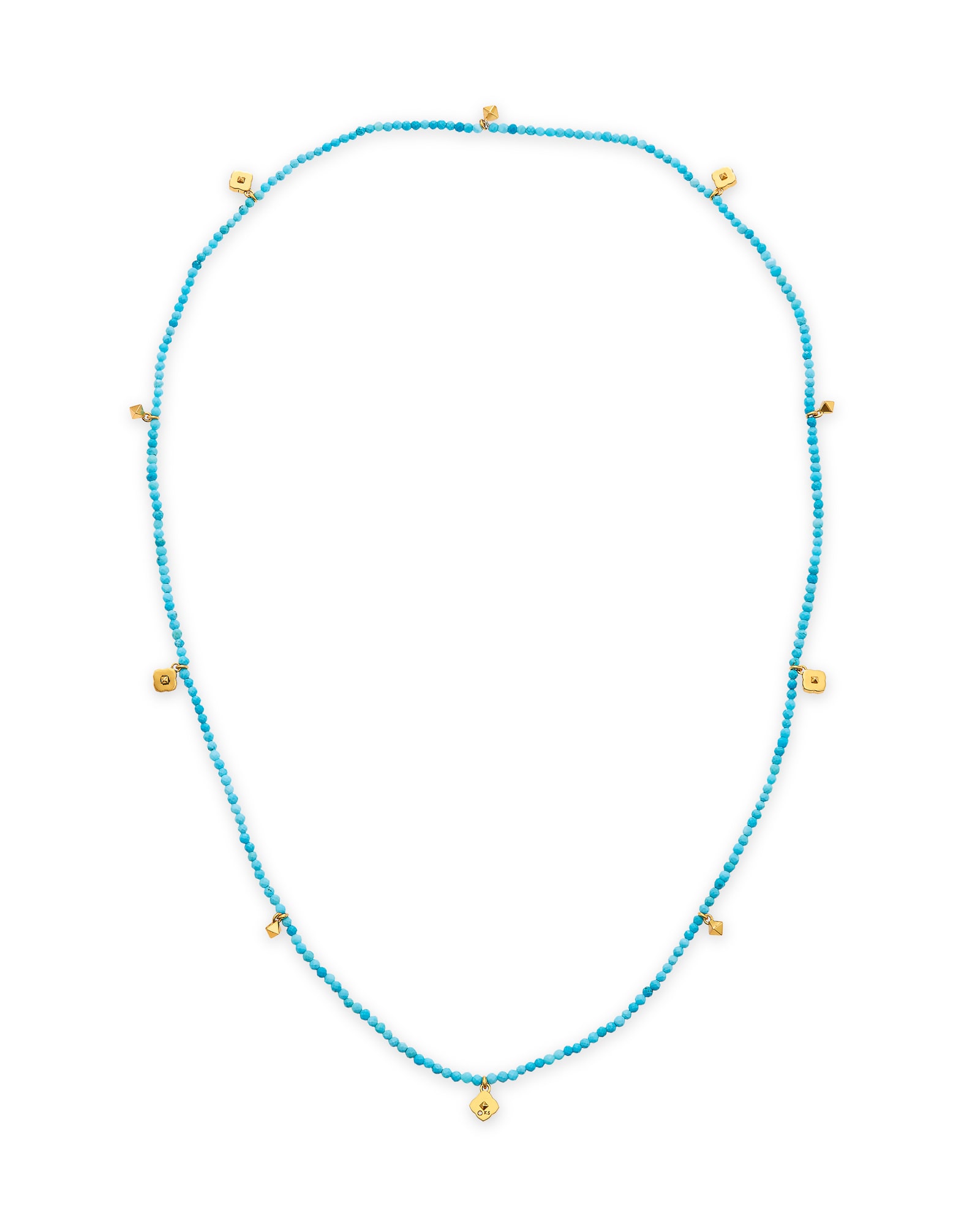 Kendra Scott Britt Vintage Gold Convertible Stretch Necklace in Variegated Turquoise | Magnesite